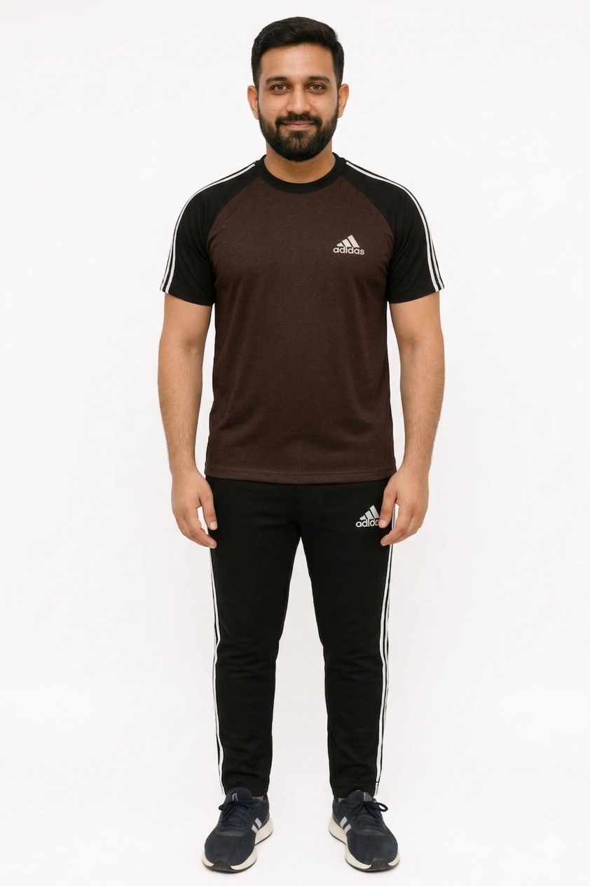 Tracksuit For Summer – Awesome Brown & Black Adi Combo.