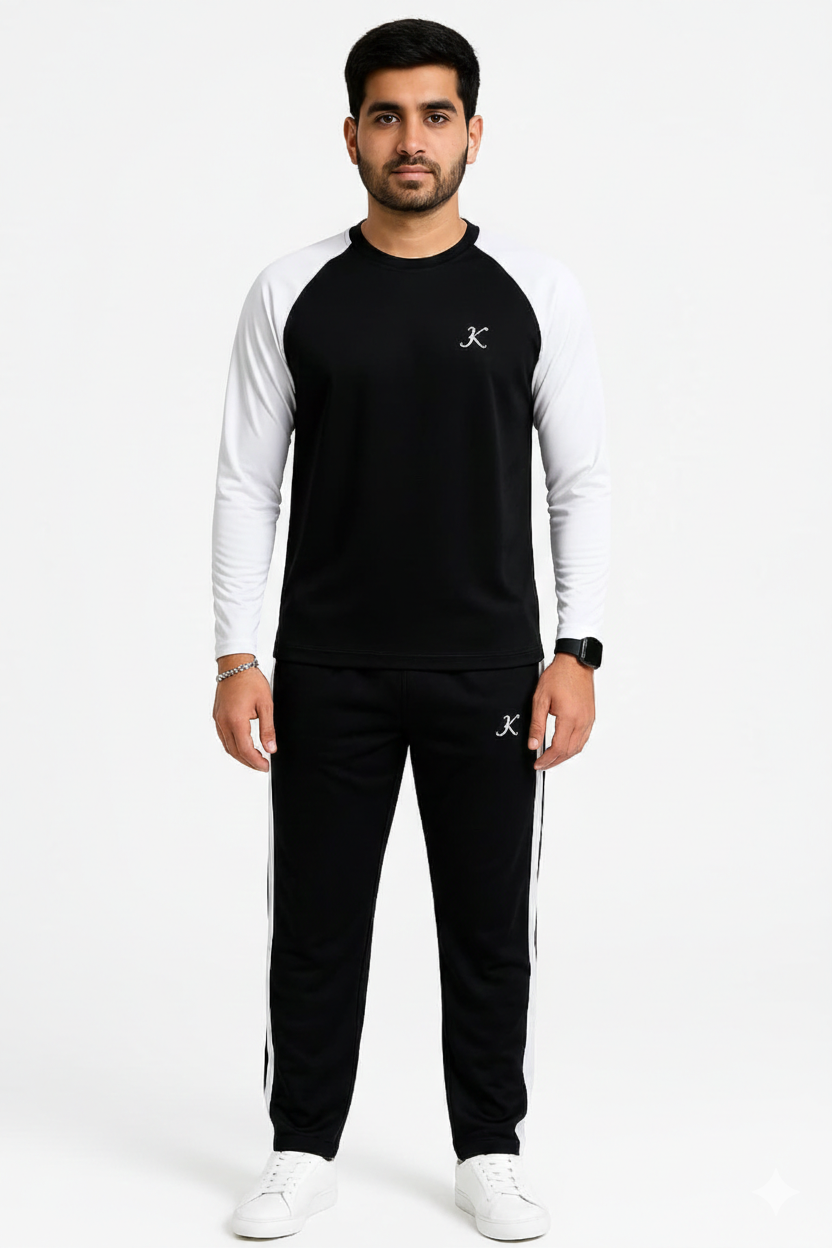 Tracksuit For summer –Drifit White & Black Track Suit Full Sleeve.