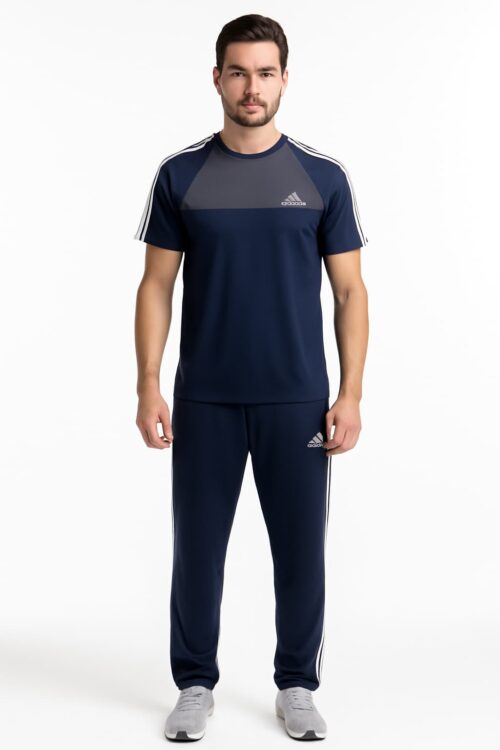 Tracksuit For summer – Navy &Gray +White Straps #212