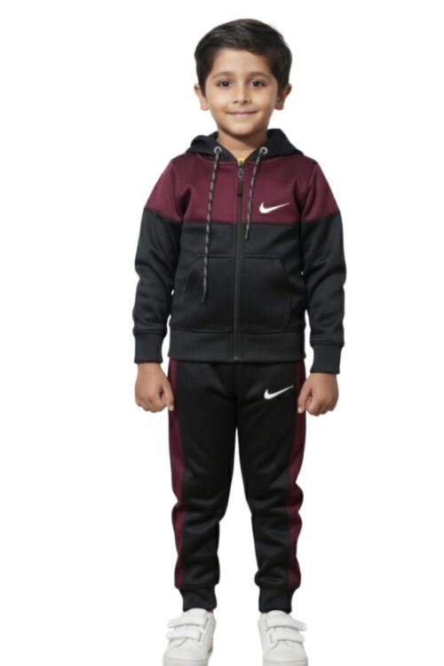 Winter Kids Tracksuit Fleece – Black & Maroon Awesome Combo.