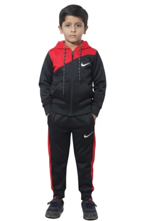 Winter Kids Tracksuit Fleece – Black & Red Awesome Combo.