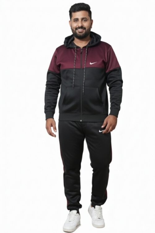 Winter Man Tracksuit Fleece – Black & Maroon Awesome Combo.