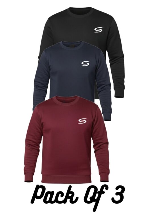 Winter Collection-  black Navy & Maroon Premium Sweatshirt-Pack Of 3.