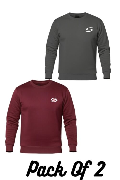Winter Collection-Gray & Maroon Premium Sweatshirt-Pack Of 2.