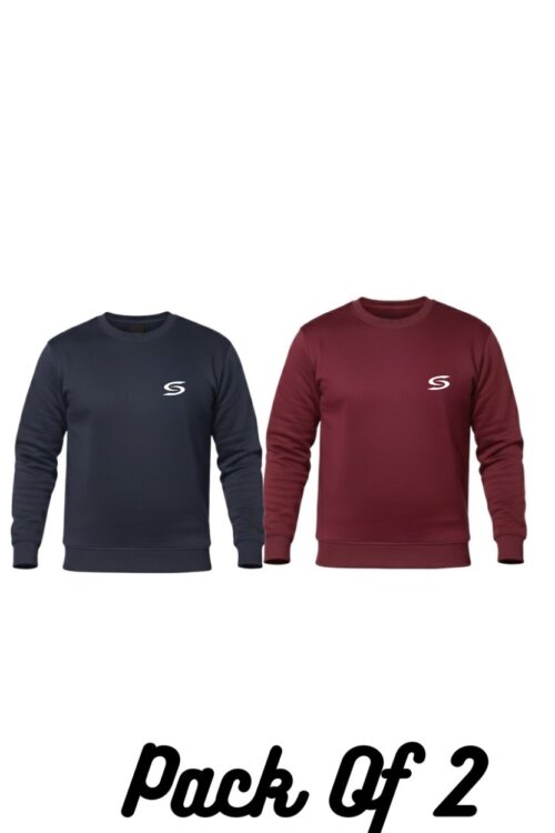 Winter Collection-Navy & Maroon Premium Sweatshirt-Pack Of 2.