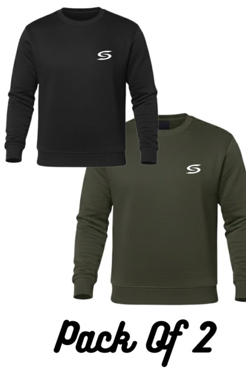 Winter Collection-Black & Olive  Premium Sweatshirt-Pack Of 2.